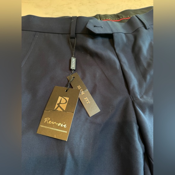 Renoir men’s suit pant size R32 slim fit, never worn, dark navy blue - Picture 5 of 7